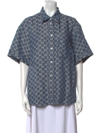 Gucci Linen Printed Button-Up Top