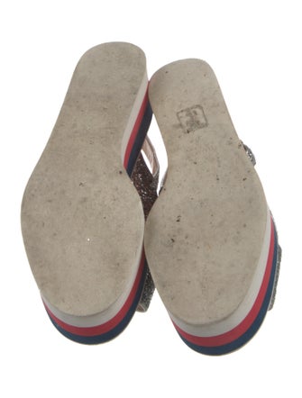 Gucci Web Accent Glitter Slingback Sandals