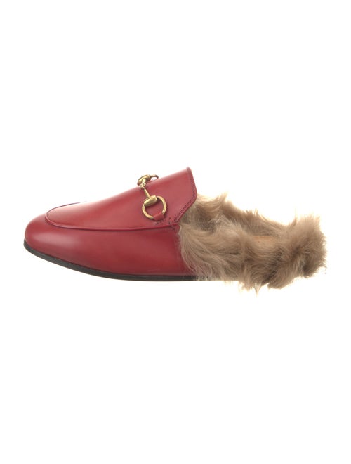 Gucci Leather Fur Trim Mules