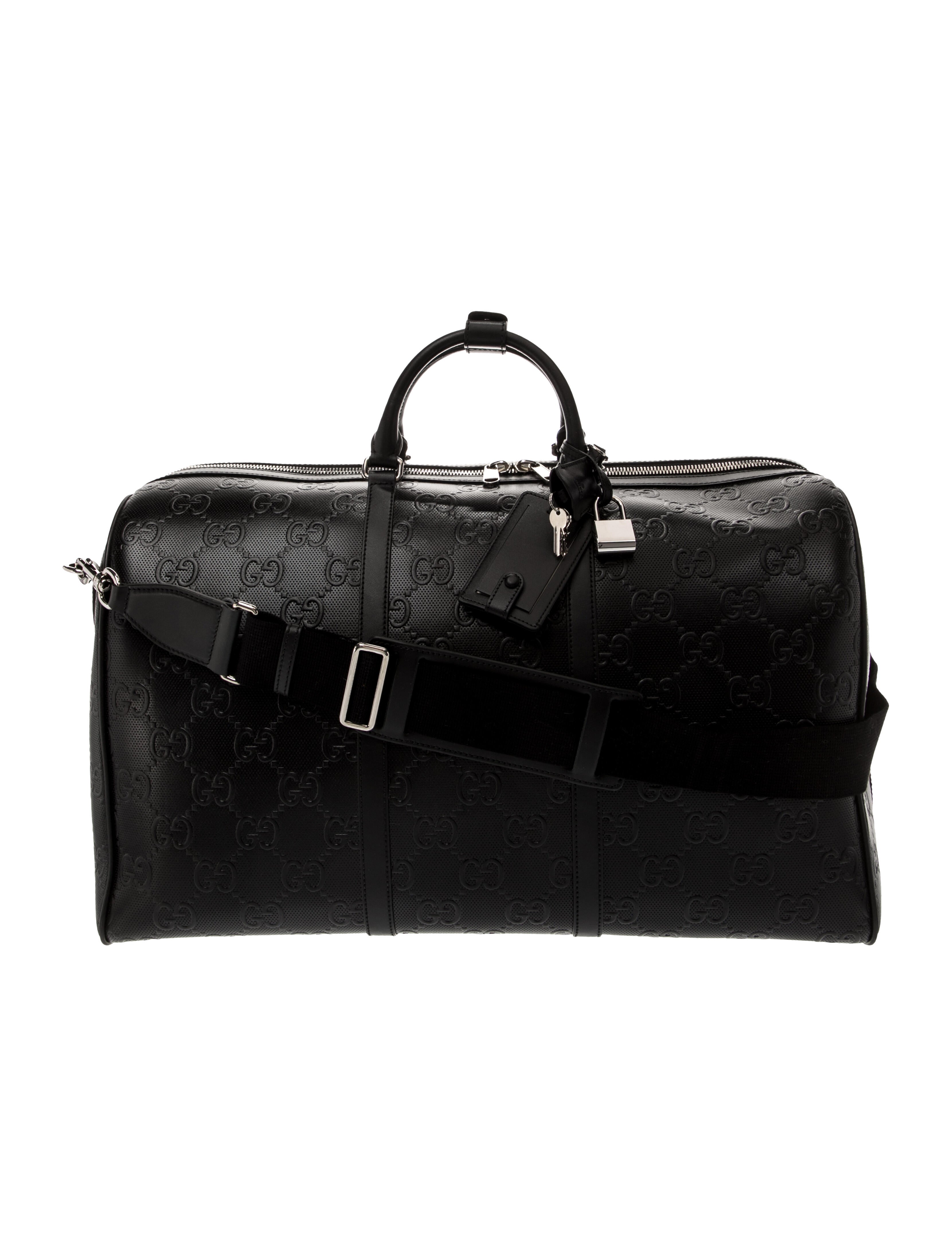 Gucci Large GG Embossed Leather Duffle Bag