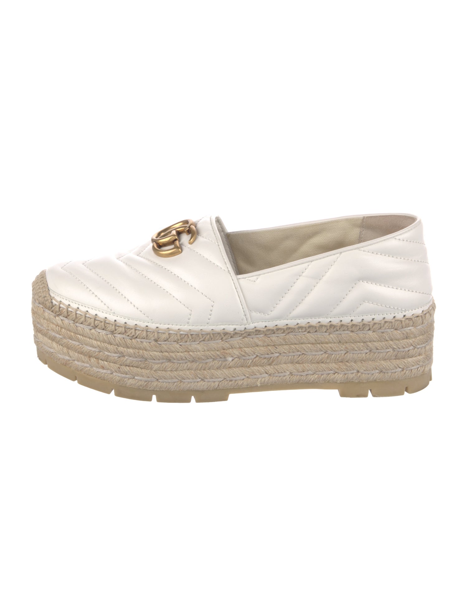 Gucci Double G Logo Leather Espadrilles