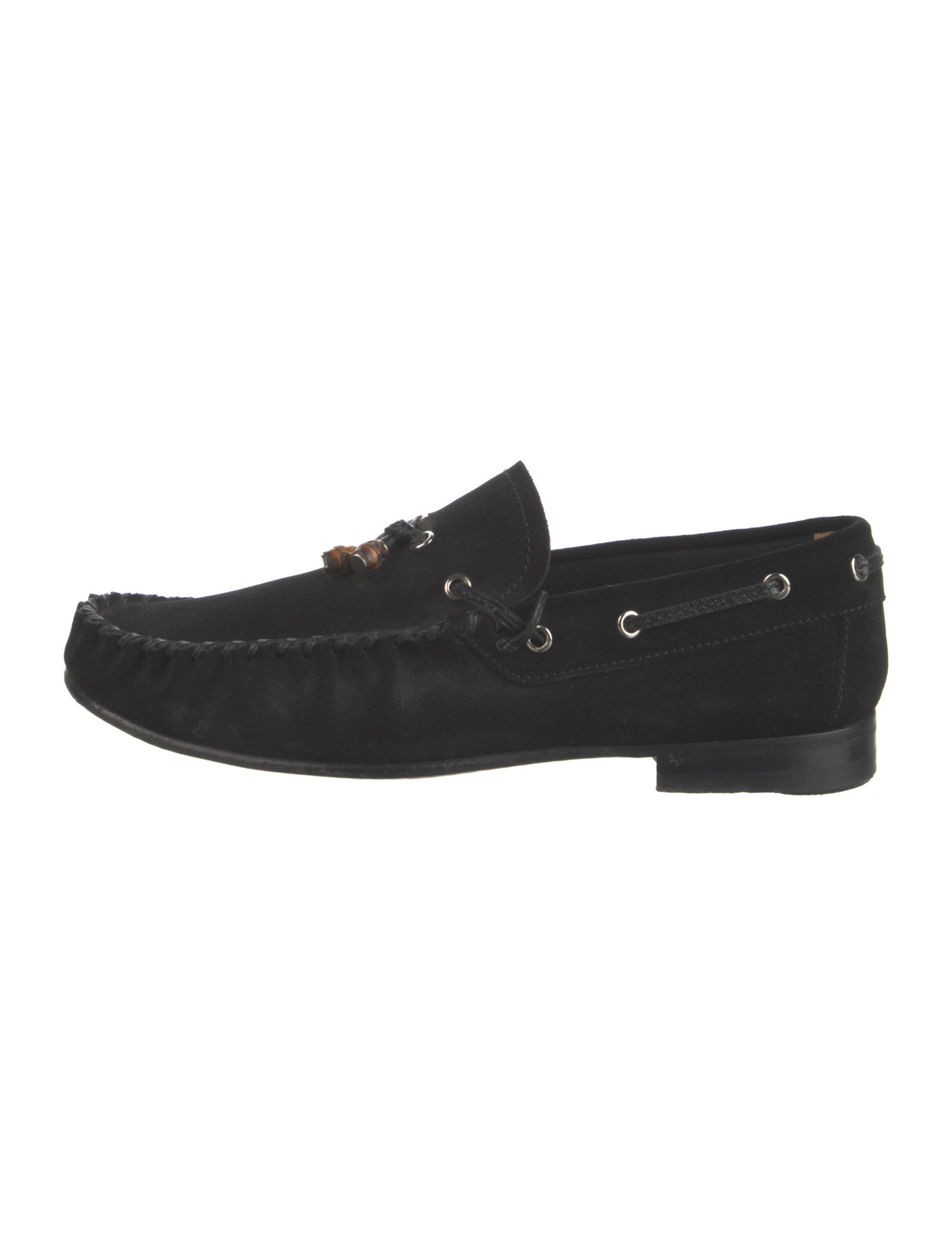 Gucci Bamboo Accent Suede Loafers