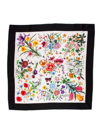 Gucci Silk Floral Print Scarf