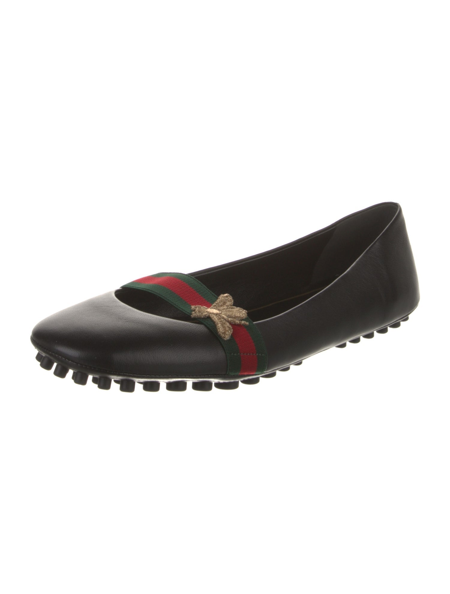 Gucci Web Accent Leather Moccasins