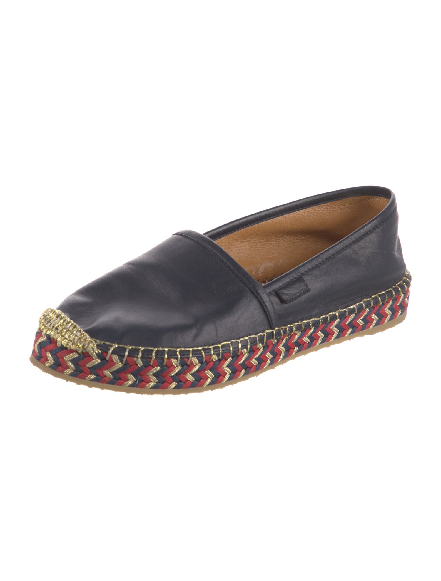 Gucci Leather Glitter Accents Espadrilles