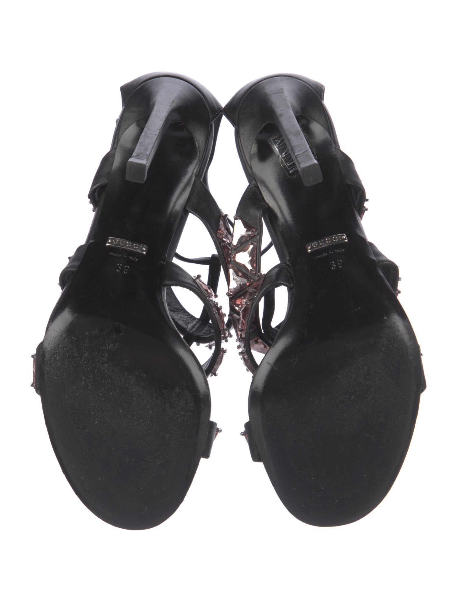 Gucci Leather Crystal Embellishments Gladiator Sandals