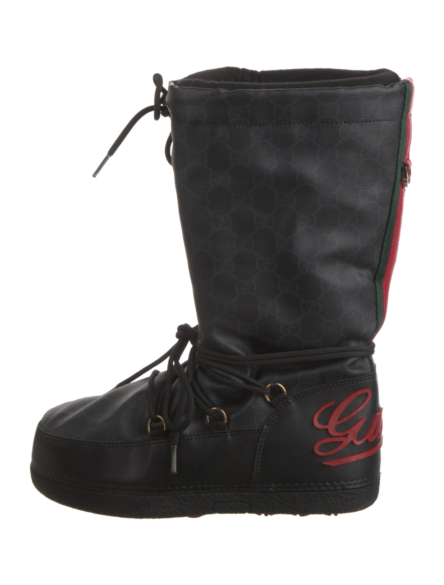 Gucci GG Supreme Grosgrain Trim Lace-Up Boots
