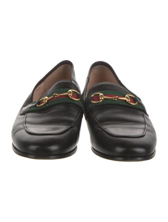 Gucci Web Accent Leather Loafers