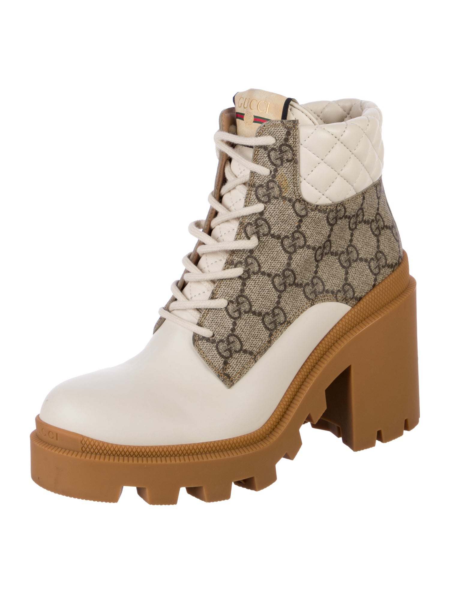 Gucci GG Supreme Leather Combat Boots