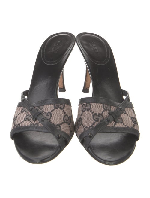 Gucci GG Canvas Leather Slides