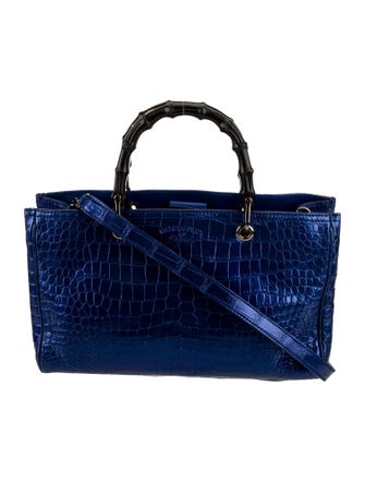 Gucci Embossed Leather Bamboo Shopper