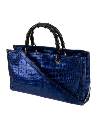 Gucci Embossed Leather Bamboo Shopper