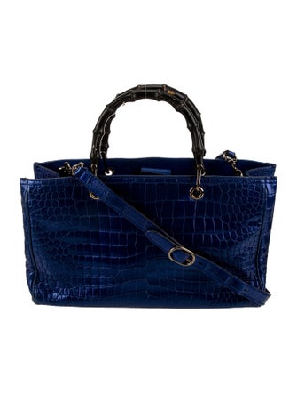 Gucci Embossed Leather Bamboo Shopper