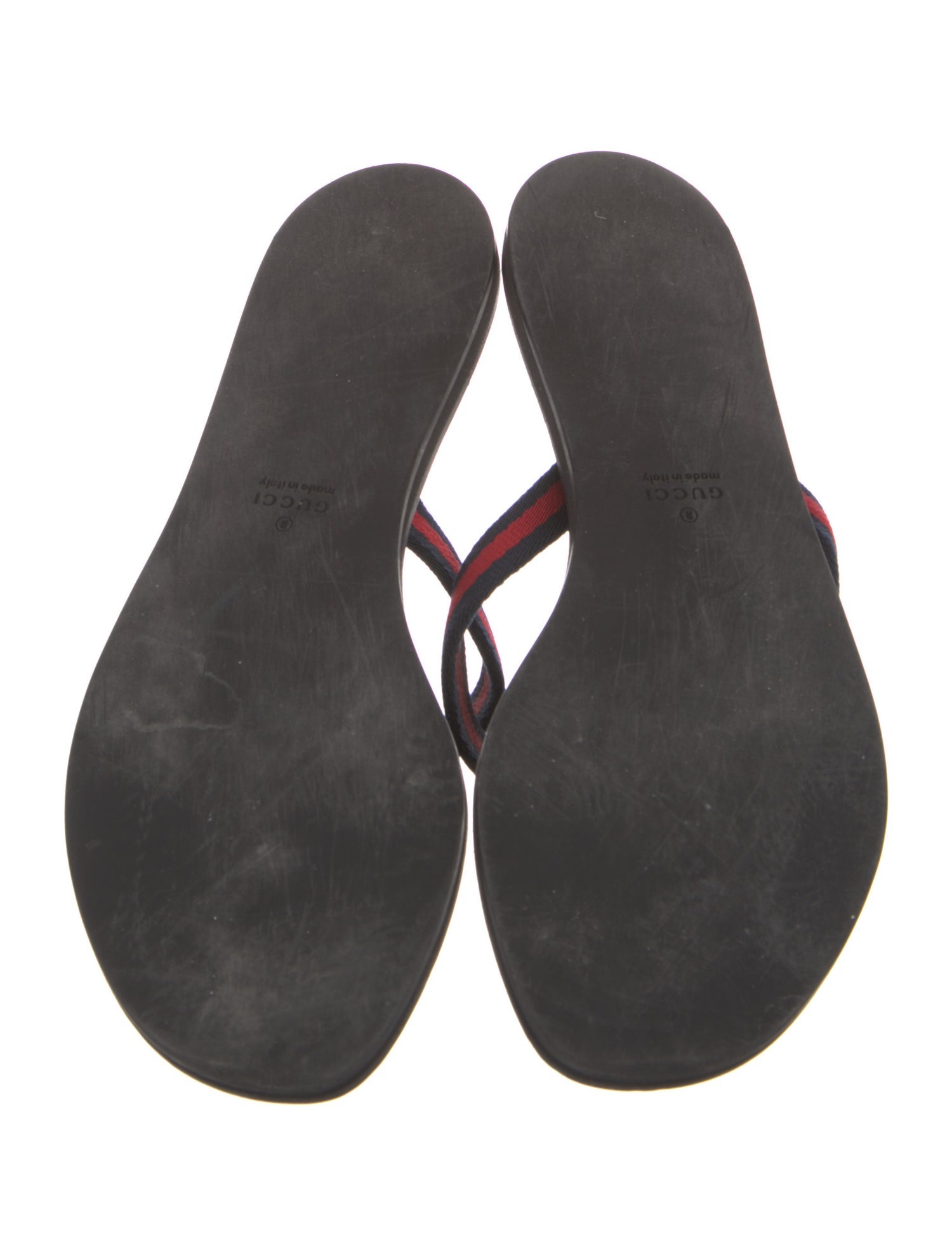 Gucci Sylvie Web Accent Leather Flip Flops