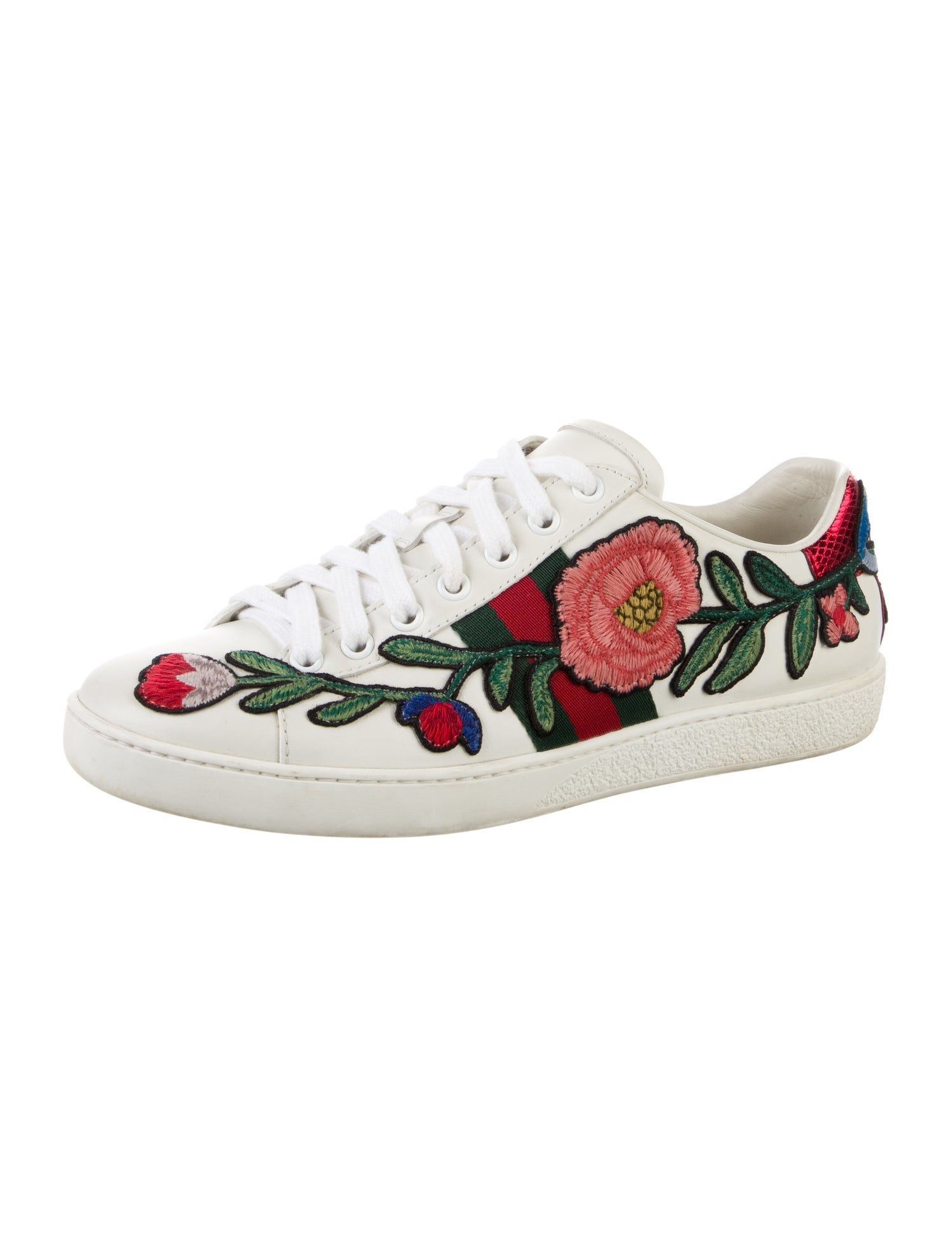 Gucci Web Accent Leather Sneakers