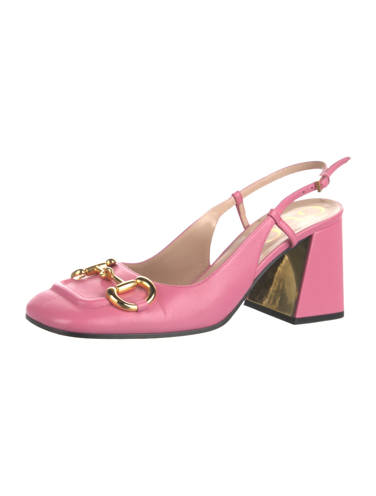 Gucci Horsebit Accent Leather Slingback Pumps