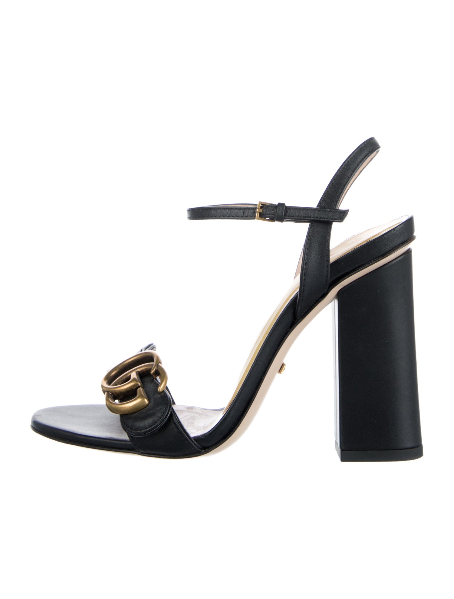 Gucci Double G Logo Leather Sandals