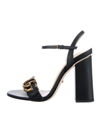 Gucci Double G Logo Leather Sandals