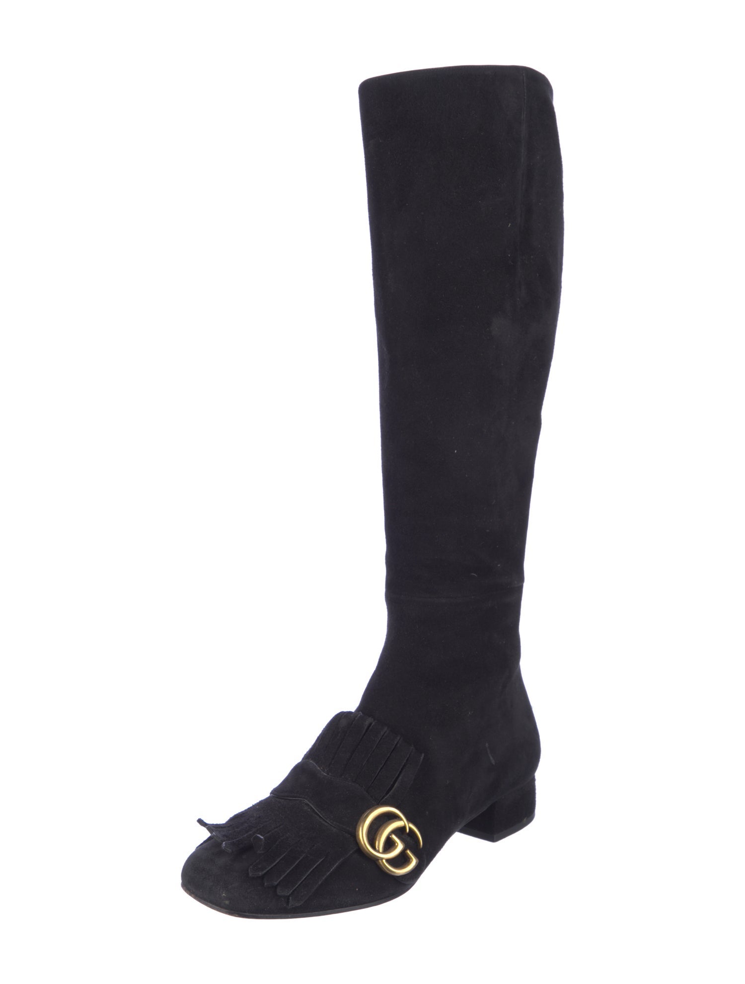 Gucci Double G Logo Suede Riding Boots