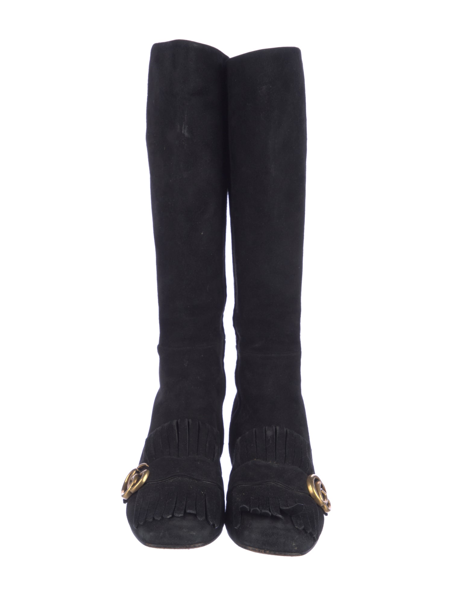 Gucci Double G Logo Suede Riding Boots