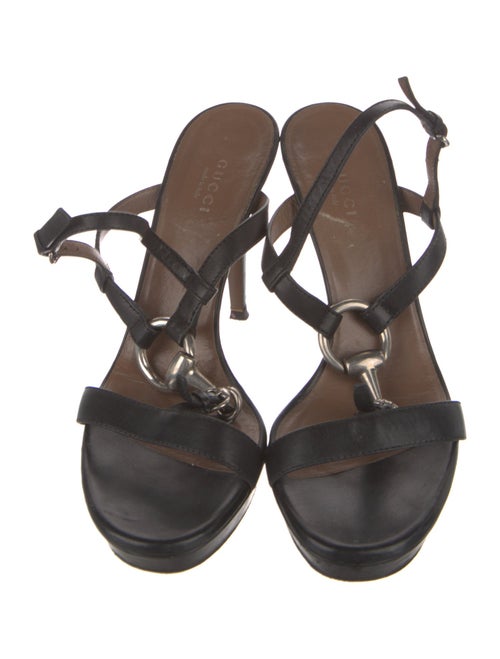 Gucci Horsebit Accent Leather T-Strap Sandals
