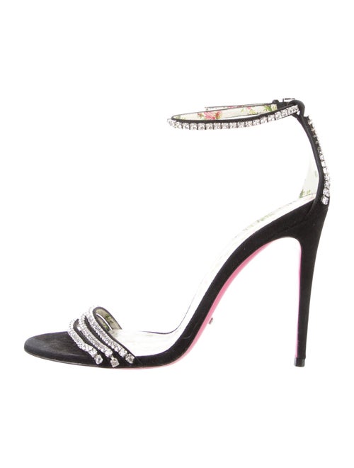 Gucci Flora Print Suede Sandals