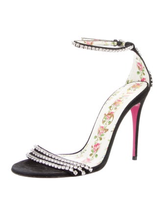 Gucci Flora Print Suede Sandals