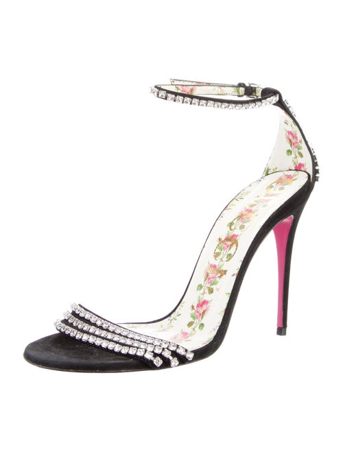 Gucci Flora Print Suede Sandals