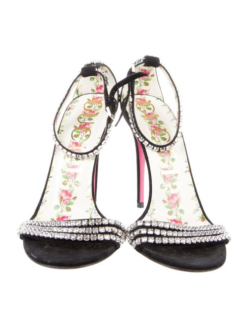 Gucci Flora Print Suede Sandals