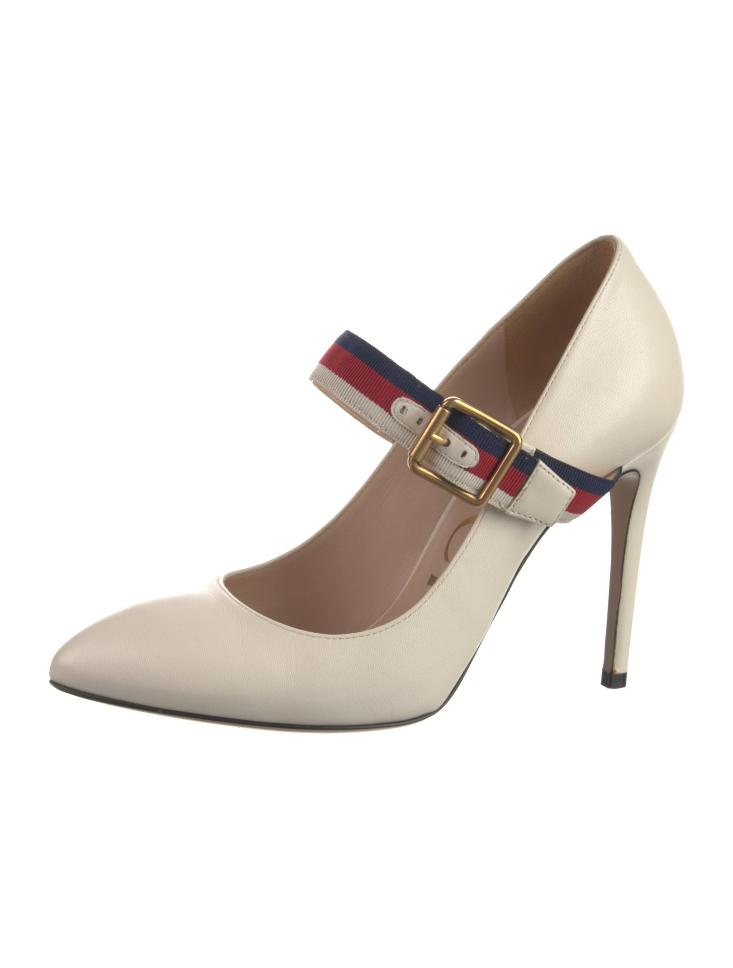 Gucci Sylvie Web Accent Leather Pumps