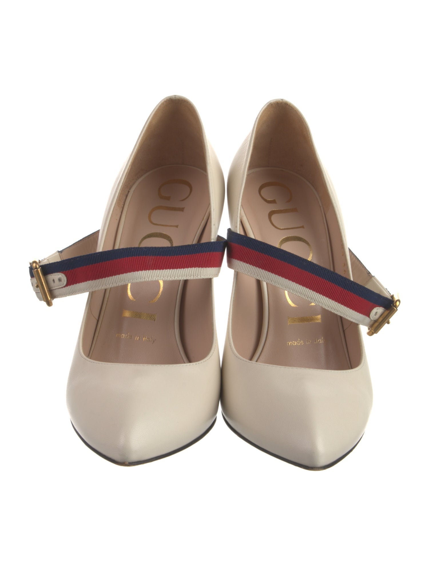 Gucci Sylvie Web Accent Leather Pumps