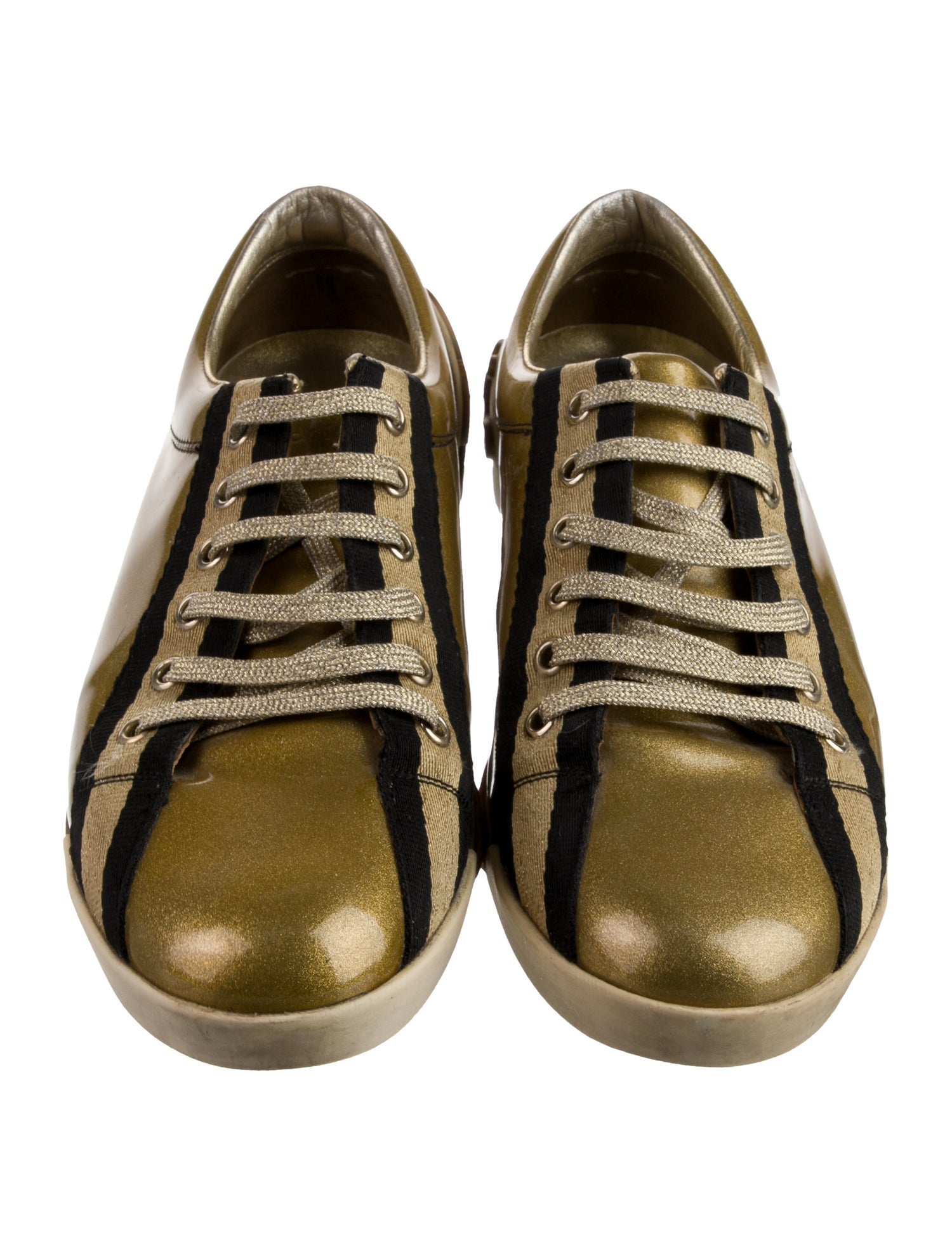 Gucci Patent Leather Glitter Accents Sneakers