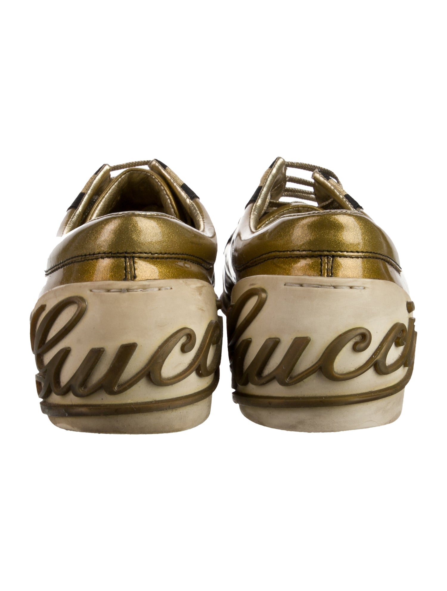 Gucci Patent Leather Glitter Accents Sneakers
