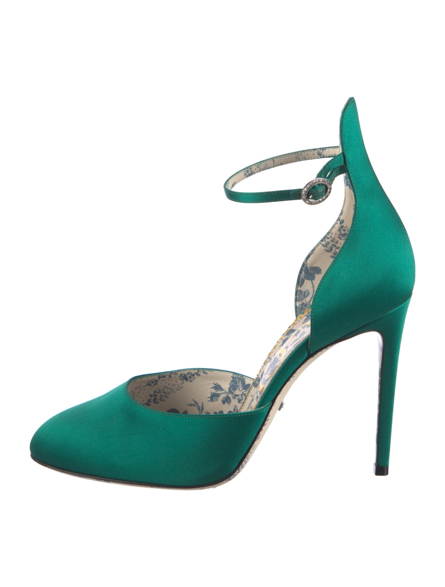 Gucci Satin Crystal Embellishments D'Orsay Pumps