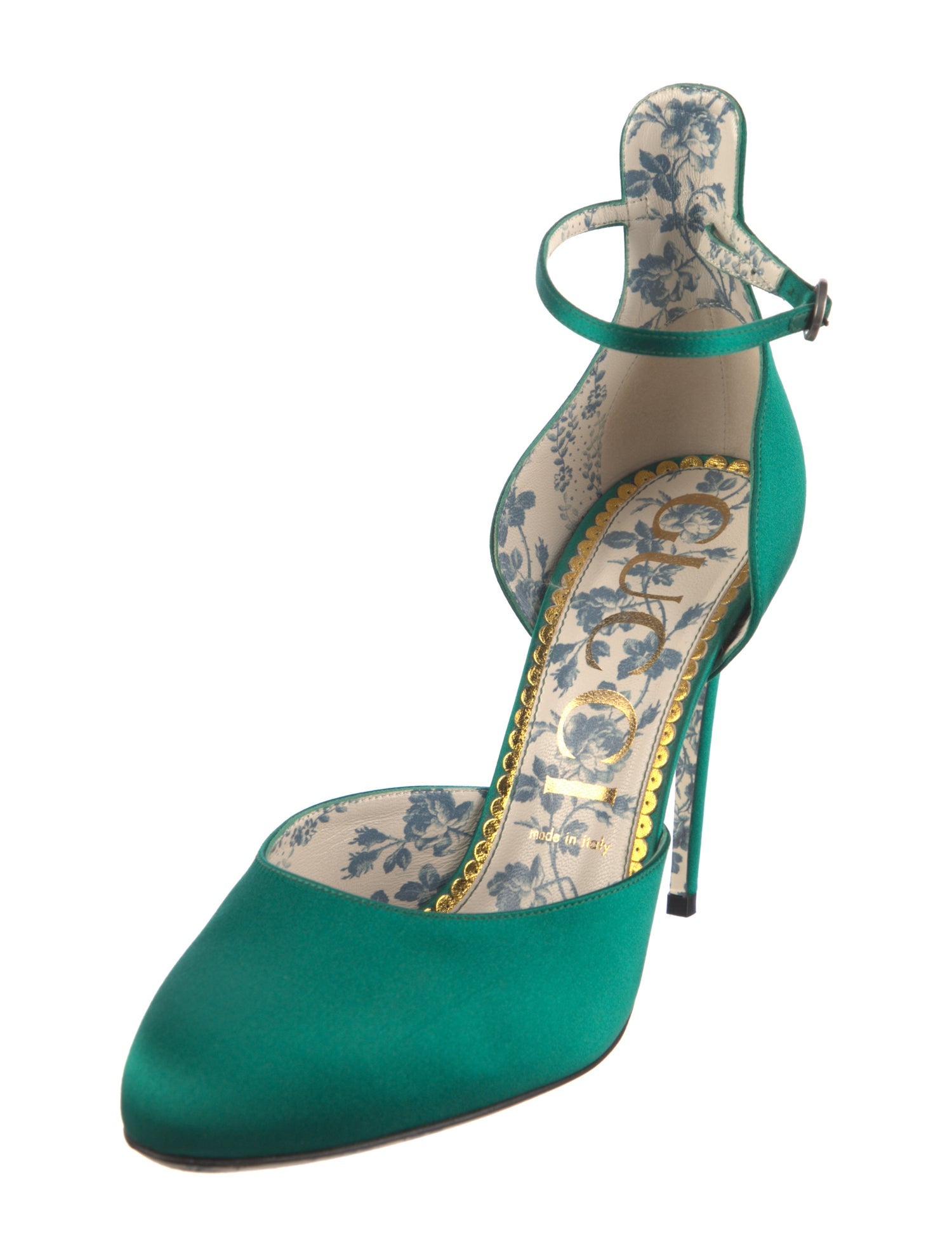 Gucci Satin Crystal Embellishments D'Orsay Pumps