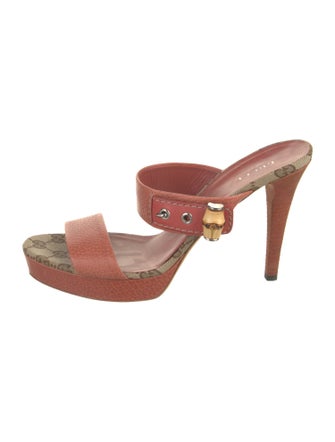 Gucci GG Canvas Leather Slides