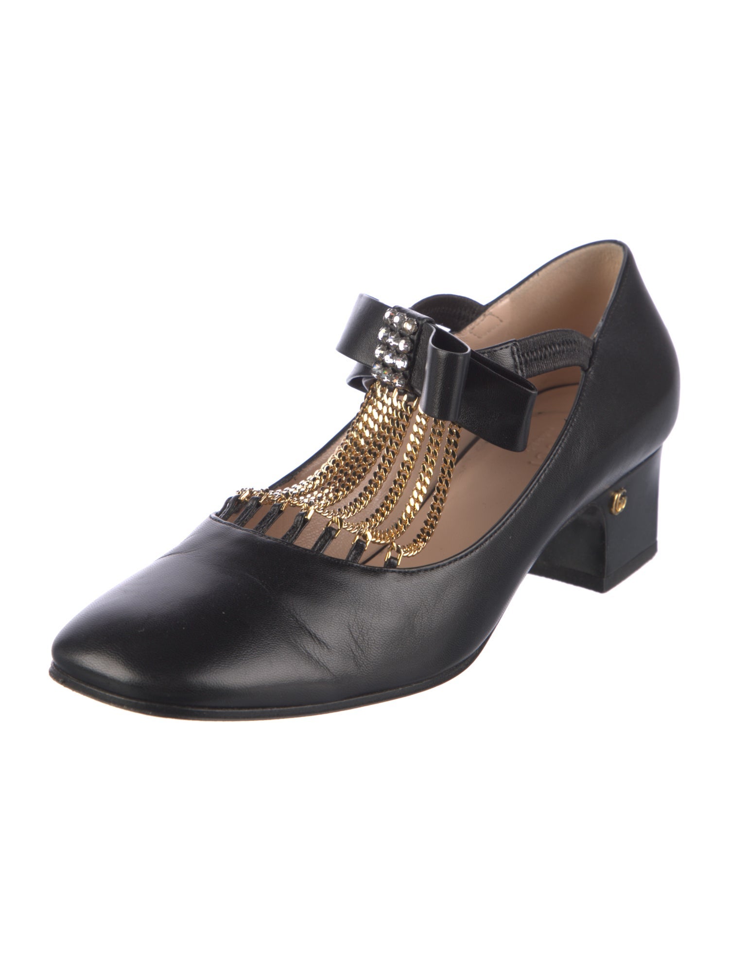 Gucci Leather Chain-Link Accents Pumps