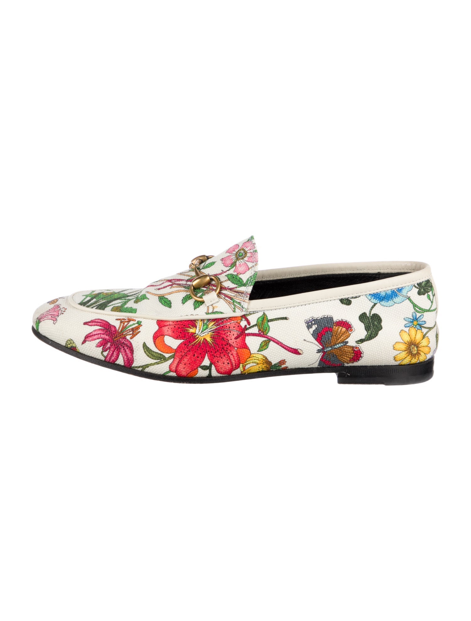 Gucci Flora Print Canvas Loafers