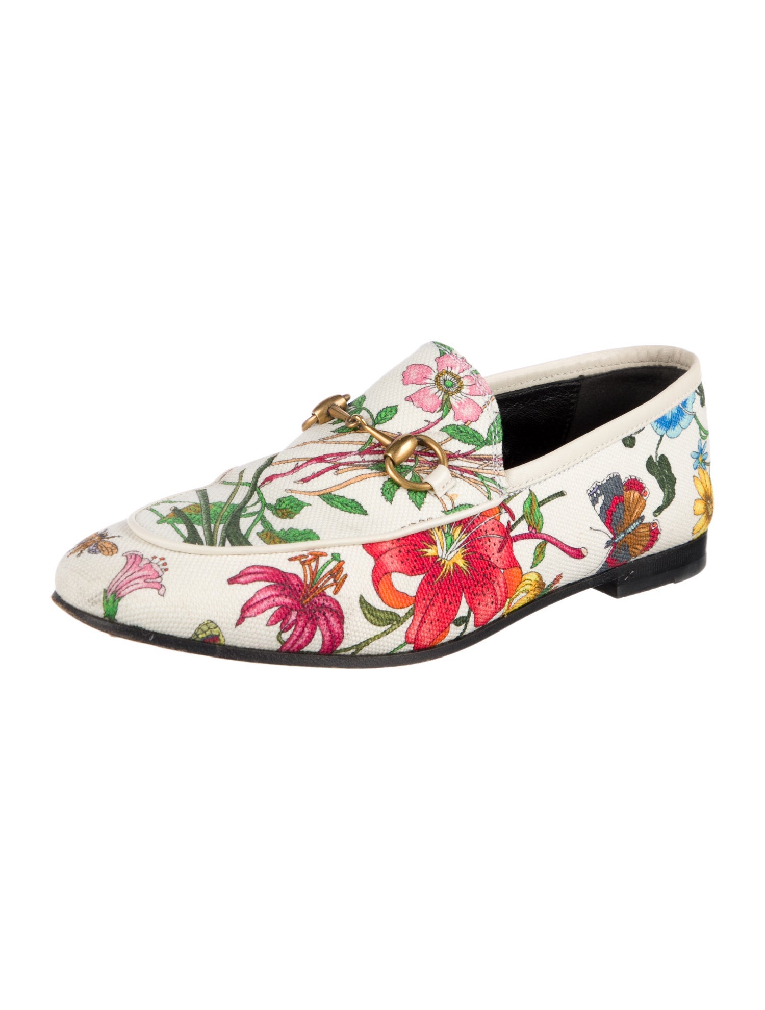 Gucci Flora Print Canvas Loafers