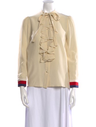 Gucci Silk Mock Neck Blouse