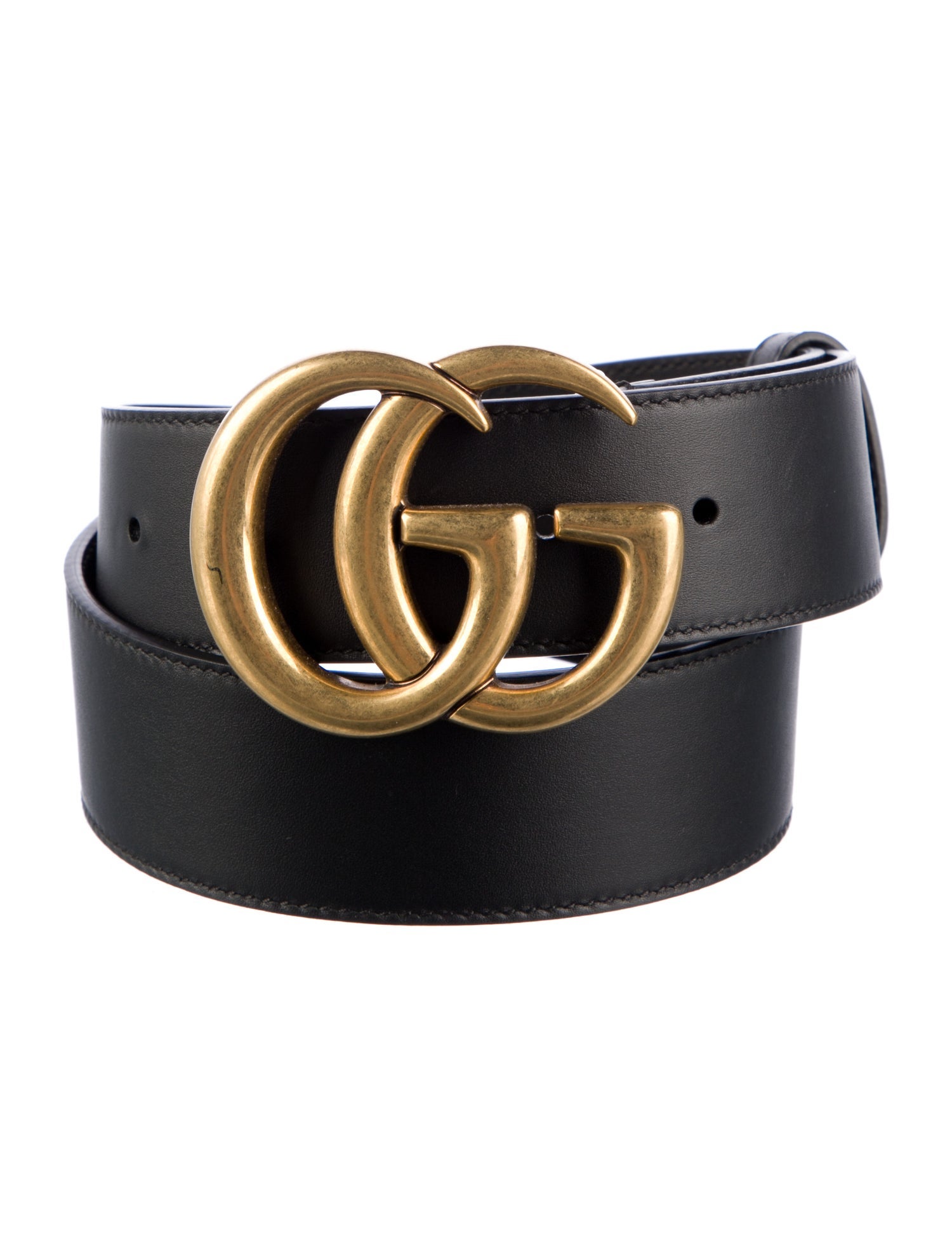 Gucci Double G Logo Leather Belt