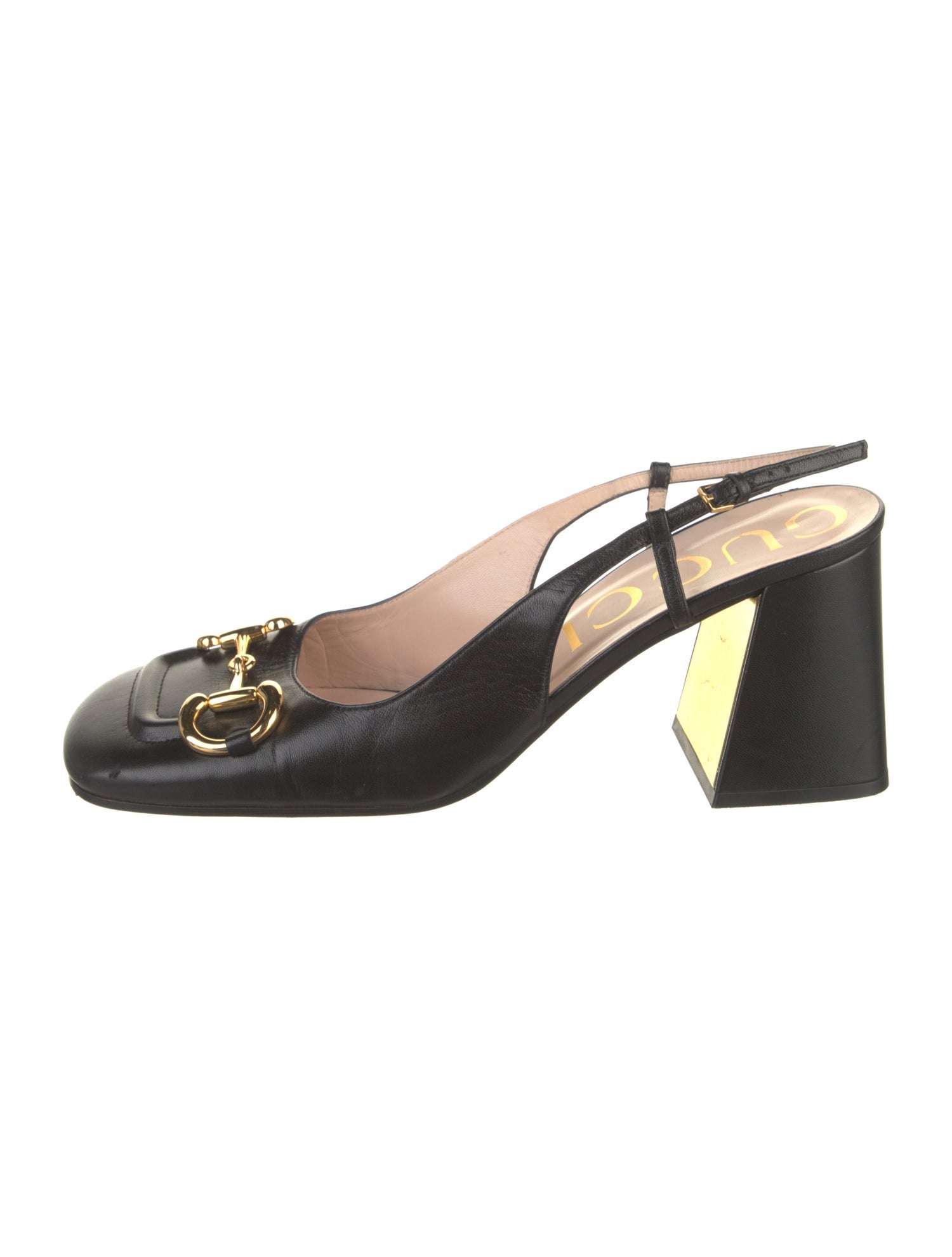Gucci Horsebit Accent Leather Slingback Pumps