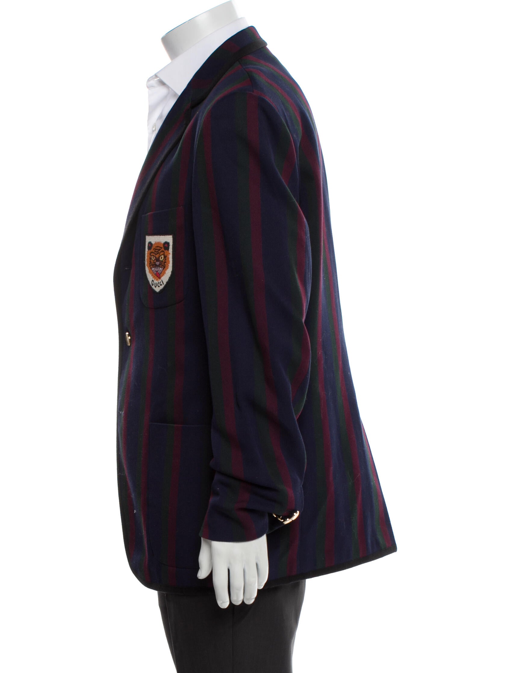 Gucci Feline Head Accent Striped Blazer