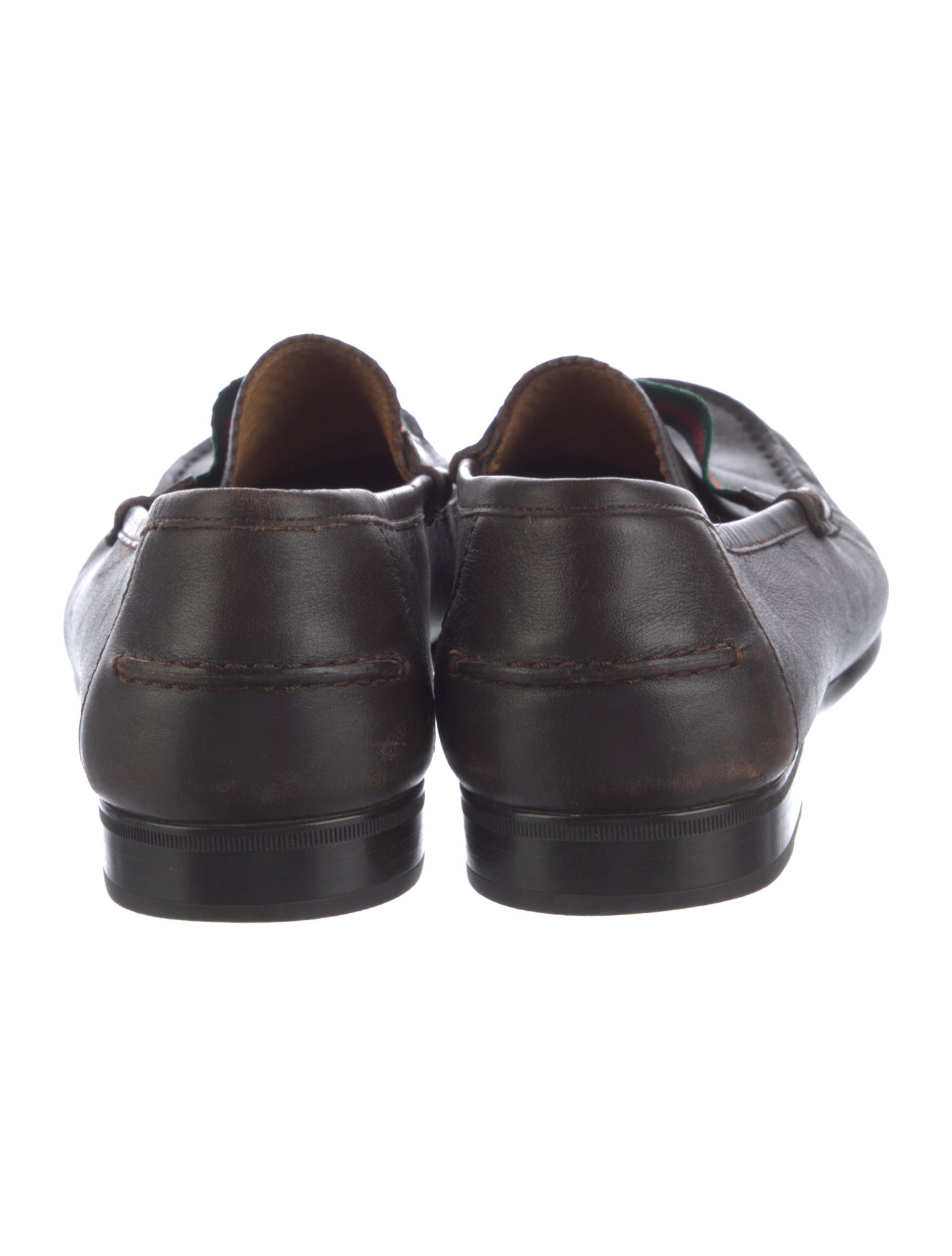 Gucci Web Accent Leather Loafers
