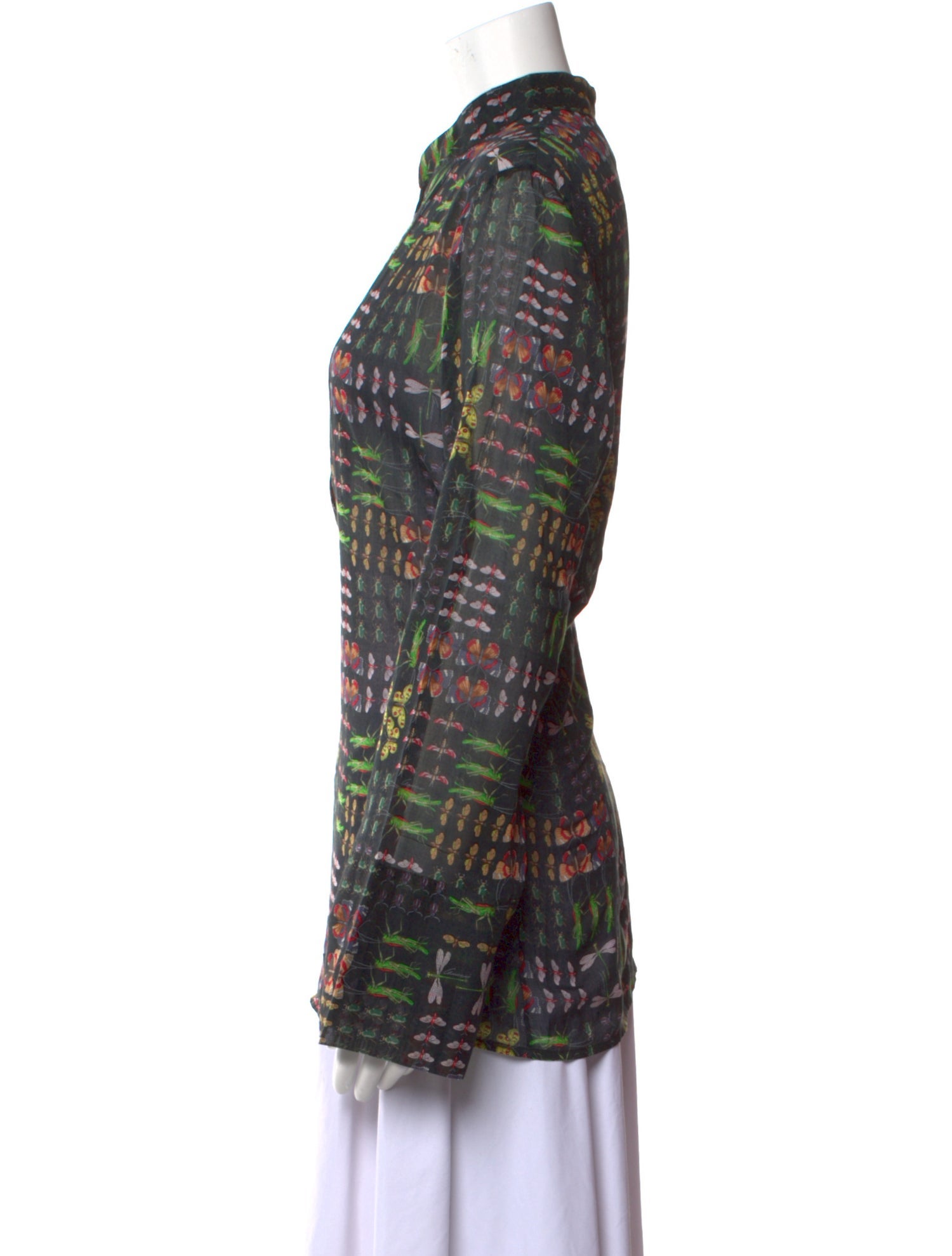 Gucci Printed Mock Neck Blouse