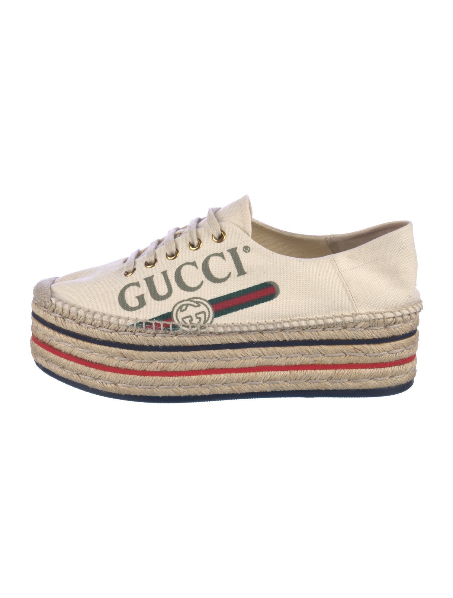 Gucci Sylvie Web Accent Canvas Espadrille Sneakers