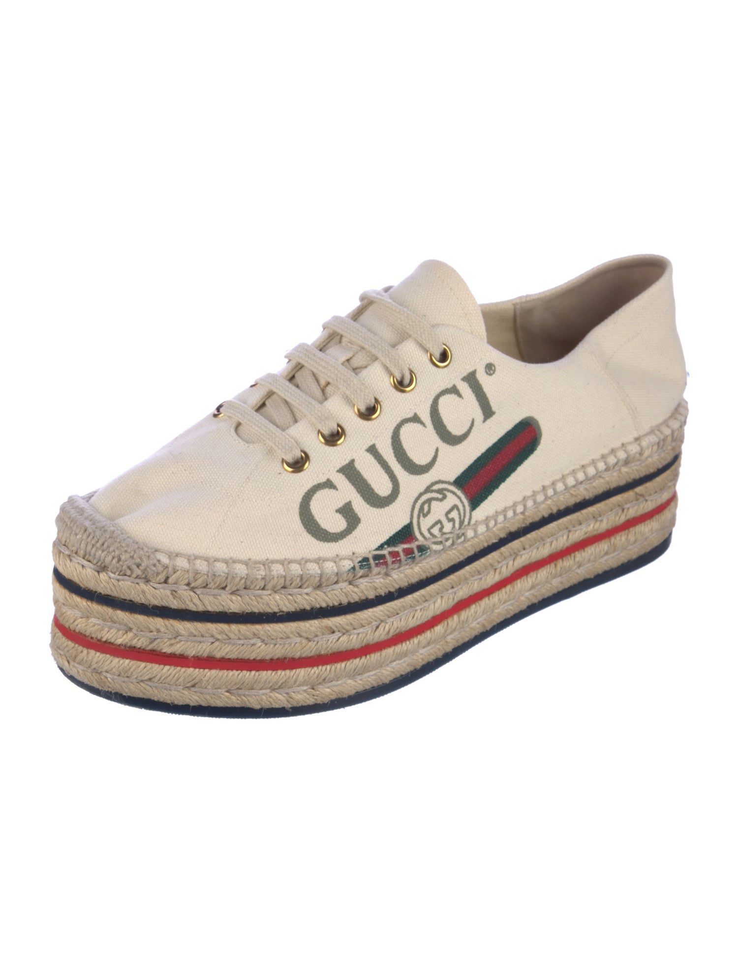 Gucci Sylvie Web Accent Canvas Espadrille Sneakers