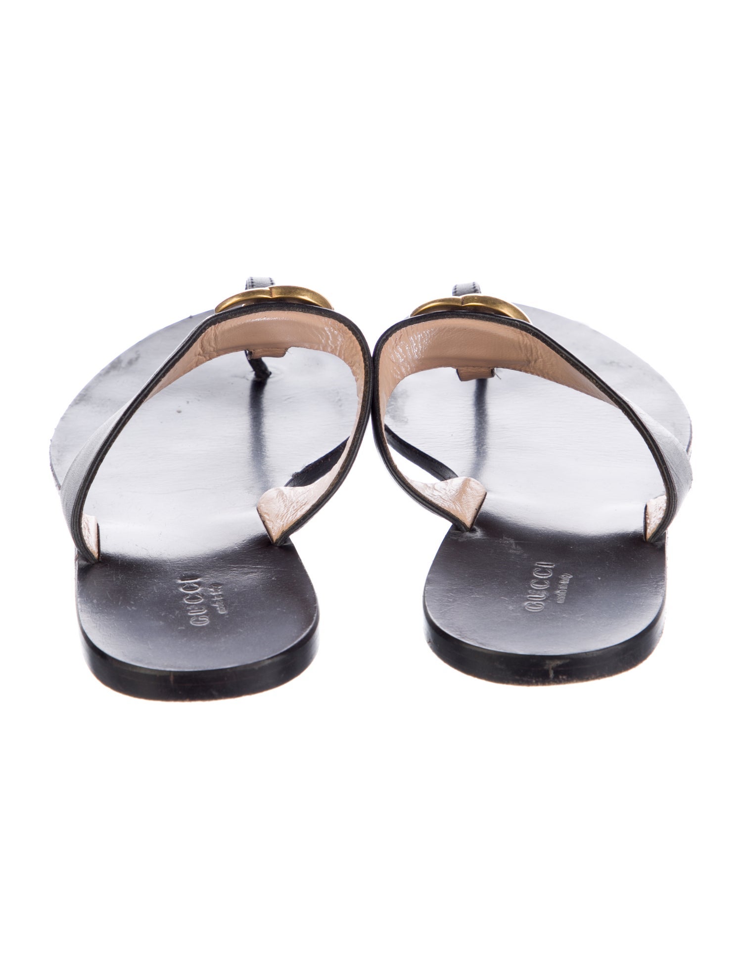 Gucci Double G Logo Leather Slides