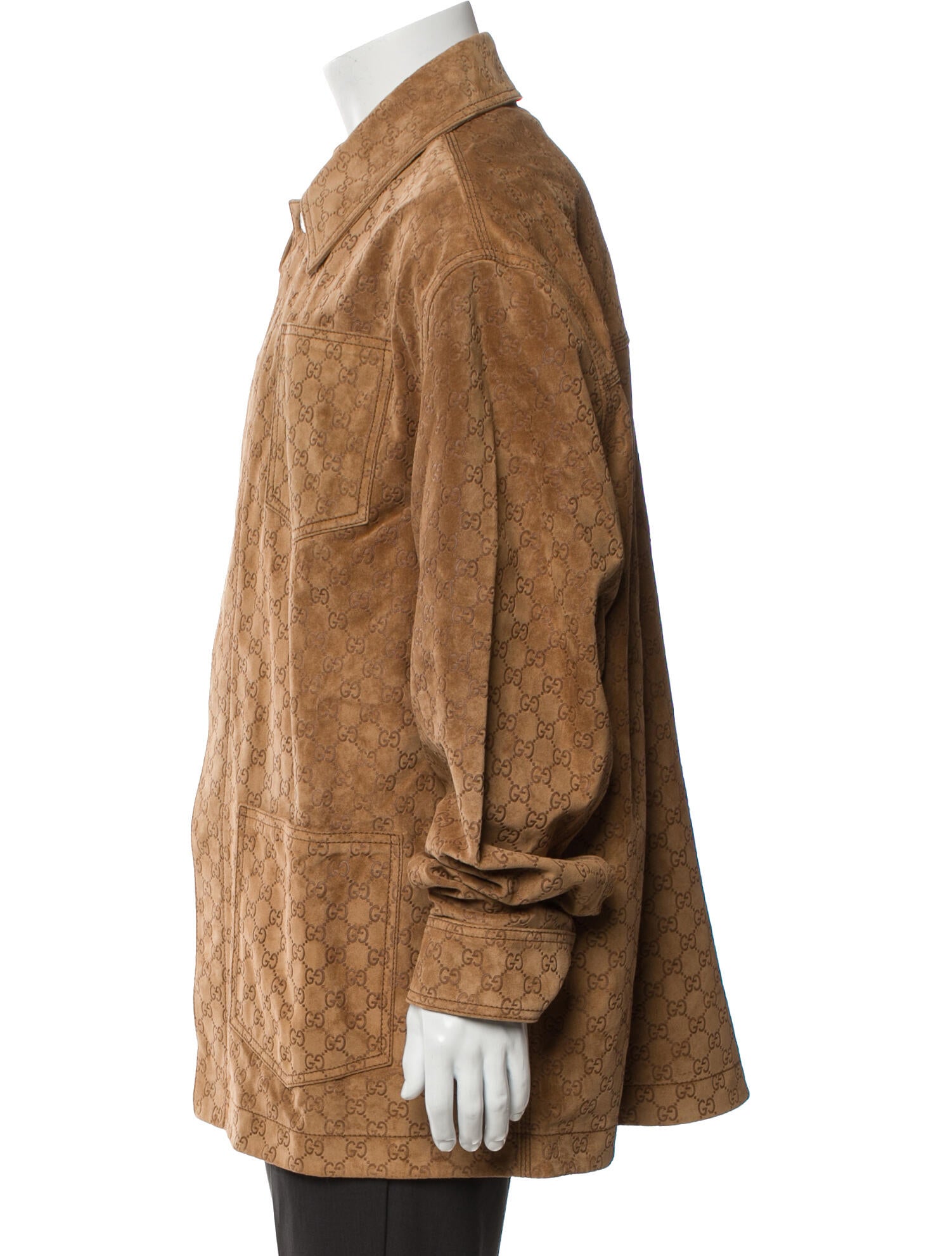 Gucci GG Canvas Leather Overcoat w/ Tags