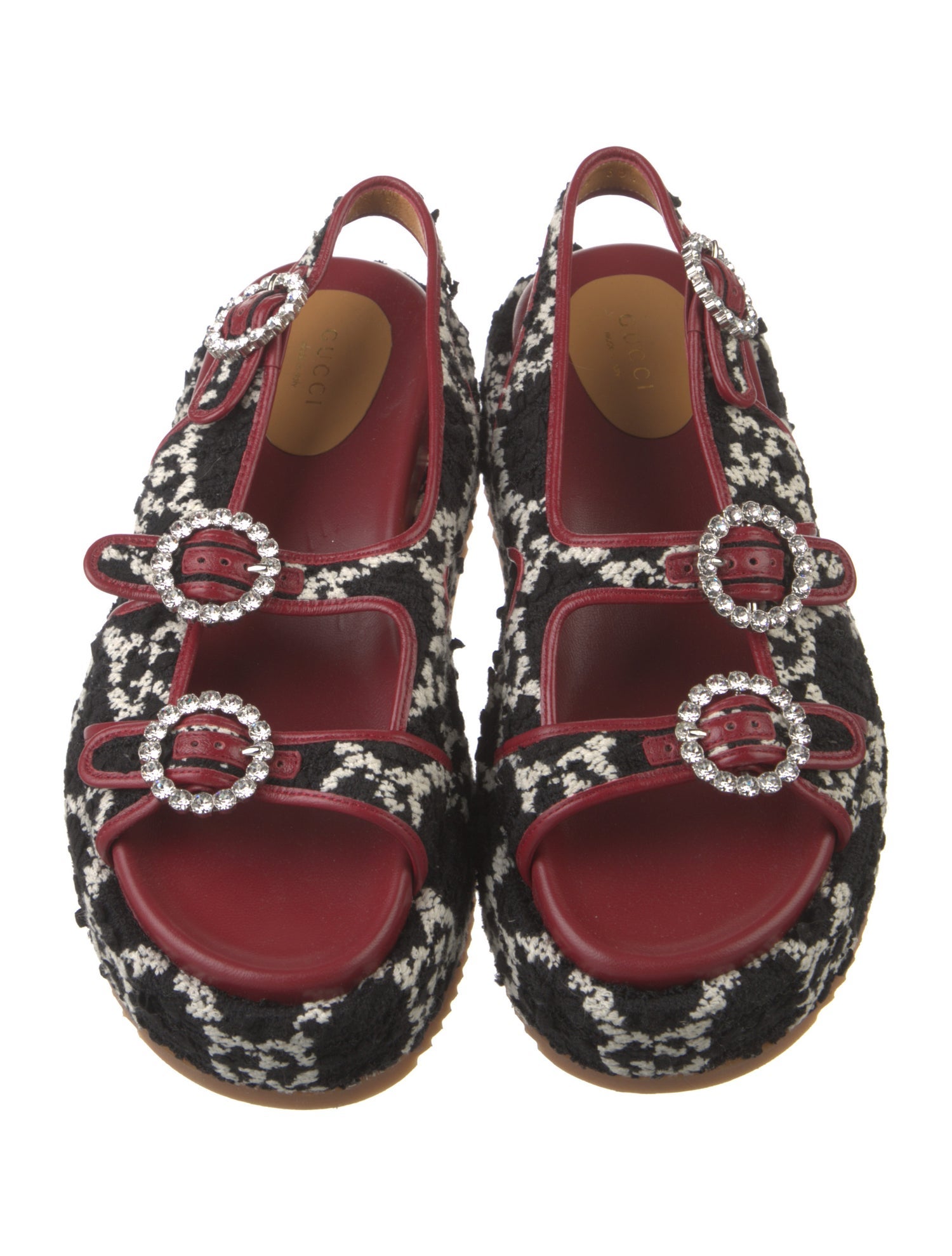 Gucci GG Logo Crystal Embellishments Sandals